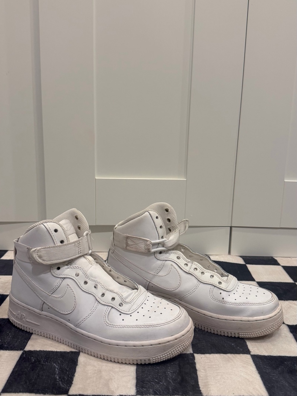 Nike White Kids High-Top Sneakers with Strap